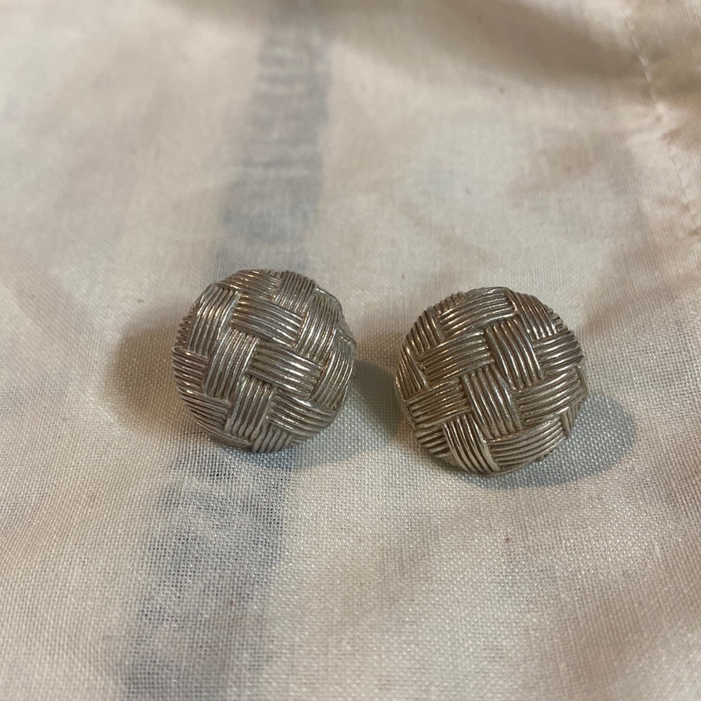 MFA Round BasketWeave Stud Earrings